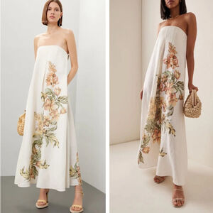 Significant Other Parisa Linen Strapless Floral Maxi Dress
